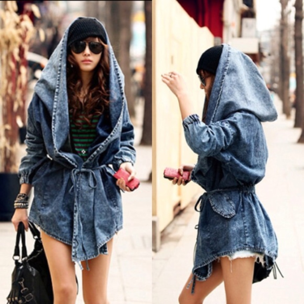 Oversized denim Hooded jacket